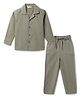 Tales & Stories Cotton Linen Woven Full Sleeves Solid Shirt & Trousers Set - Olive