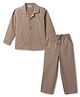Tales & Stories Cotton Linen Woven Full Sleeves Solid Shirt & Trousers Set - Brown