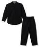 Tales & Stories Cotton Linen Woven Full Sleeves Solid Shirt & Trousers Set - Black