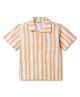 Tales & Stories Cotton Woven Half Sleeves Striped Polo Tee - Orange