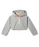Tales & Stories Knit Full Sleeves Solid Winter Hooded Crop Sweatshirt - Grey