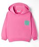 Primo Gino 100% Cotton French Terry Knit Full Sleeves Oversized Hooded Sweatshirt with Text Print - Pink