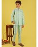 ISHTI Jacquard Woven Full Sleeves Floral Embroidered Sherwani Pyjama Set - Sea Green