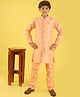 ISHTI Jacquard Woven Full Sleeves Abstract Embroidered Sherwani Pyjama Set - Orange