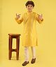 ISHTI Jacquard Woven Full Sleeves Thread Work Embroidered & Sequins Embellished Kurta Pyjama Set - Yellow