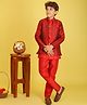 ISHTI Jacquard Woven Solid Kurta & Pyjama With Full Sleeves Ethnic Embroidered Jacket Set - Maroon