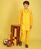 ISHTI Jacquard Woven Full Sleeves Abstract Embroidered Sherwani Pyjama Set - Mustard