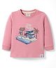 Ollypop Sinker Knit Full Sleeves T-Shirt with Ocean Side Vibes Text Print - Pink