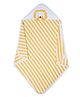 My Milestones 100% Cotton Terry Knit  Striped Hooded Towel with  with Lion Applique & Embroidery L 76 x B 76 cm - Yellow
