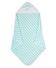 My Milestones 100% Cotton Terry Knit  Striped Hooded Towel with  with Sheep Applique & Embroidery L 76 x B 76 cm - Aqua