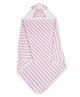My Milestones 100% Cotton Terry Knit  Striped Hooded Towel with  with Bunny Applique & Embroidery L 76 x B 76 cm - Pink