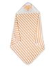 My Milestones 100% Cotton Terry Knit  Striped Hooded Towel with  with Fox Applique & Embroidery L 76 x B 76 cm - Orange