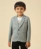 KIDS ISLAND Lycra Knit Full Sleeves Textured Blazer With Speed Text Printed Tee - Grey