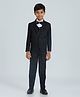 KIDS ISLAND Woven Full Sleeves Solid 4 Piece Party Suit Set With Bow - Black
