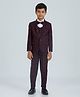 KIDS ISLAND Woven Full Sleeves Solid 4 Piece Party Suit Set With Bow - Wine