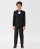 KIDS ISLAND Knit Full Sleeves Textured 4 Piece Party Suit With Bow Set - Black