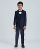 KIDS ISLAND Knit Full Sleeves Solid 4 Piece Party Suit With Bow Set - Navy Blue