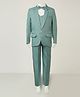 KIDS ISLAND Woven Full Sleeves Solid 4 Piece Party Suit With Bow Set - Sea Green