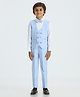 KIDS ISLAND Knit Full Sleeves Solid 3 Piece Party Suit With Bow Set - Sky Blue