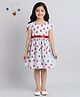 The Magic Wand Woven Christmas Theme Cap Sleeves Christmas Cap Printed Dress - White