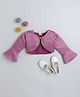 The Magic Wand Woven Three Fourth Sleeves Angel Text Brooch Detailed Bolero Jacket - Pink