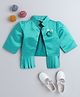 The Magic Wand Woven Full Sleeves Floral Applique Detailed Jacket - Sea Green