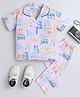 The Magic Wand Half Sleeves Cotton Car Printed Night Suit Set- Pink