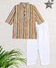 The Magic Wand 100% Cotton Woven Full Sleeves Striped Kurta & Pyjama Set - Yellow
