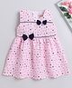 The Magic Wand Cotton Woven Sleeveless Floral Printed Bow Applique Detailed Dress - Pink