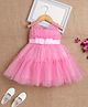 The Magic Wand Woven Sleeveless Bow Applique & Bouquet Yoke Detailed Dress - Pink