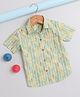 The Magic Wand Cotton Woven Half Sleeves Leaves Printed Shirt - Green