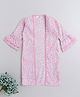 The Magic Wand Cotton Woven Three Fourth Bell Sleeves Floral Printed Long Jacket - Pink
