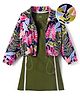 OLLINGTON ST. 100% Cotton Printed Full Sleeves Jacket & Inner Dress - Multicolor & Olive