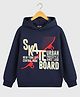 KUCHIPOO Fleece Knit Skateboard Printed Light Winter Hoodie - Navy Blue