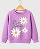 KUCHIPOO Fleece Knit Full Sleeves Floral & Nice Garden Text Printed Light Winter Sweatshirt - Lilac