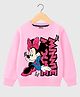KUCHIPOO Fleece Knit Disney Mickey & Friends Featuring Full Sleeves Minnie Mouse Printed Light Winter Sweatshirt - Pink