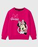 KUCHIPOO Fleece Knit Mickey & Friends Featuring Full Sleeves Minnie Mouse Printed Light Winter Sweatshirt - Red