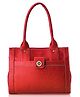 Fostelo Women's Vegan Leather Ocean Side Handbag Shoulder Bag Ladies Purse (Red) (Large)