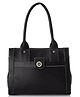 Fostelo Women's Vegan Leather Ocean Side Handbag Shoulder Bag Ladies Purse (Black) (Large)