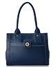 Fostelo Women's Vegan Leather Ocean Side Handbag Shoulder Bag Ladies Purse (Blue) (Large)