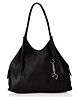 Fostelo Women's Vegan Leather Style Diva Handbag Shoulder Bag Ladies Purse (Black) (Large)