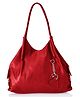 Fostelo Women's Vegan Leather Style Diva Handbag Shoulder Bag Ladies Purse (Red) (Large)