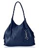 Fostelo Women's Vegan Leather Style Diva Handbag Shoulder Bag Ladies Purse (Blue) (Large)
