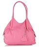 Fostelo Women's Vegan Leather Style Diva Handbag Shoulder Bag Ladies Purse (Pink) (Large)
