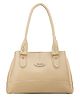 Fostelo Women's Vegan Leather Elite Handbag Shoulder Bag Ladies Purse (Beige) (Large)