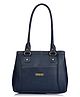 Fostelo Women's Vegan Leather Hynes Handbag Shoulder Bag Ladies Purse (Blue) (Medium)