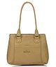 Fostelo Women's Vegan Leather Hynes Handbag Shoulder Bag Ladies Purse (Beige) (Medium)
