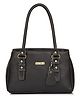 Fostelo Women's Vegan Leather Westside Handbag Shoulder Bag Ladies Purse (Black) (Large)