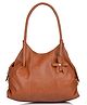 Fostelo Women's Vegan Leather Classics Handbag Shoulder Bag Ladies Purse (Tan) (Large)