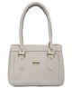 Fostelo Women's Vegan Leather Felisa Handbag Shoulder Bag Ladies Purse (Grey) (Large)